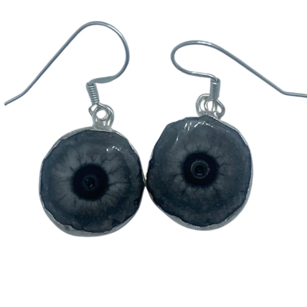 Gray Solar Quartz Earrings